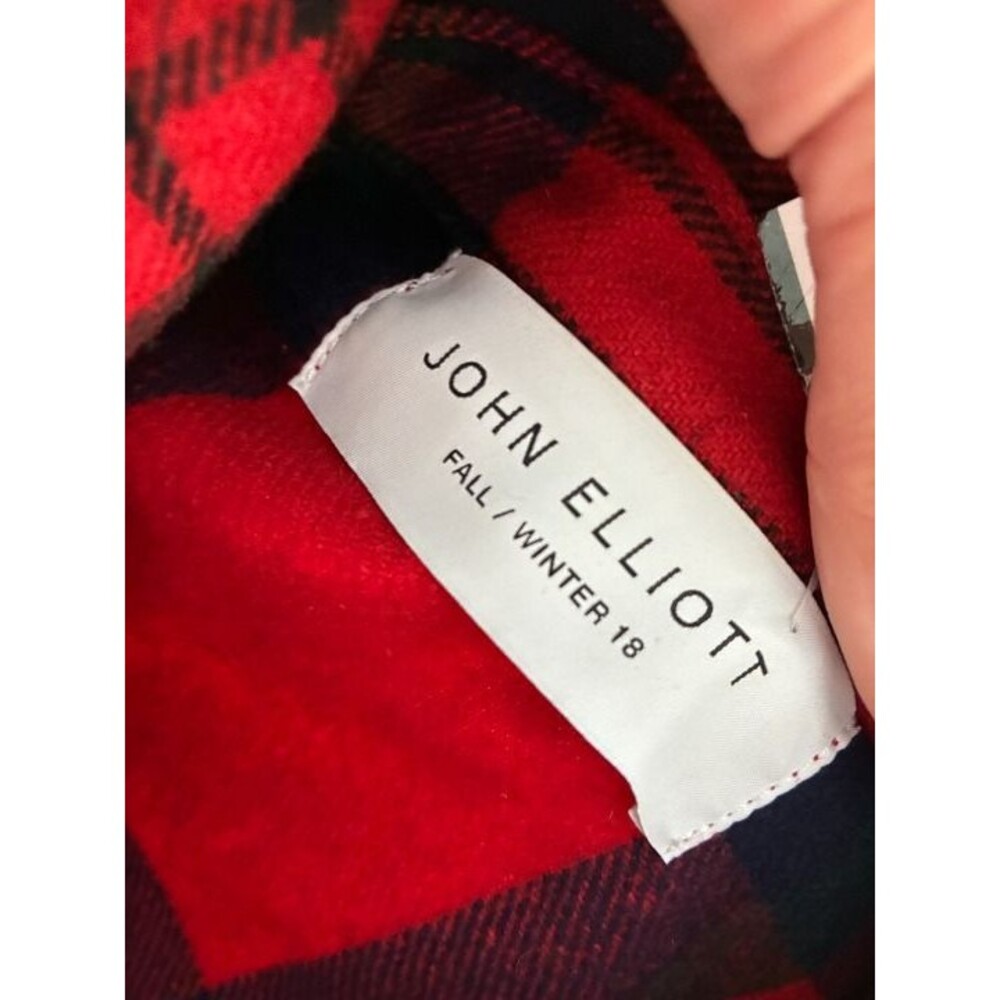 JOHN ELLIOTT Plaid Tartan Jacket Wool Full Zipper Size 1 Red Men's Small - Picture 4 of 6